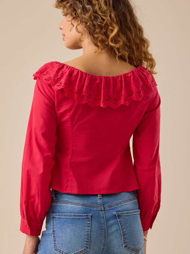 Eileen Collared Eyelet Top Detail 4 - TULLABEE