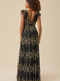 Kalli Flutter Sleeve Embroidered Dress Detail 4 - TULLABEE
