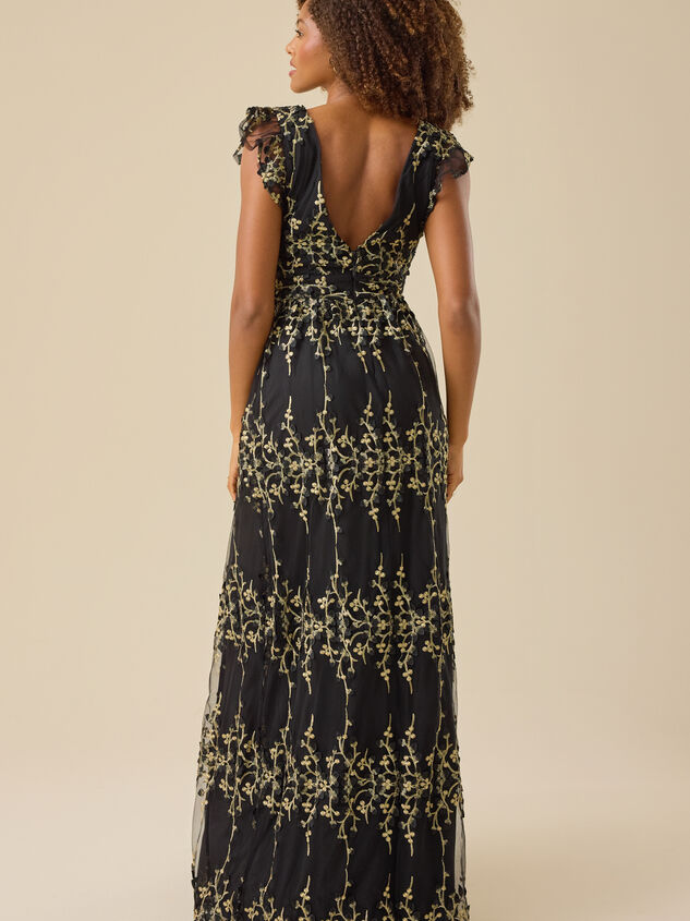 Kalli Flutter Sleeve Embroidered Dress Detail 4 - TULLABEE