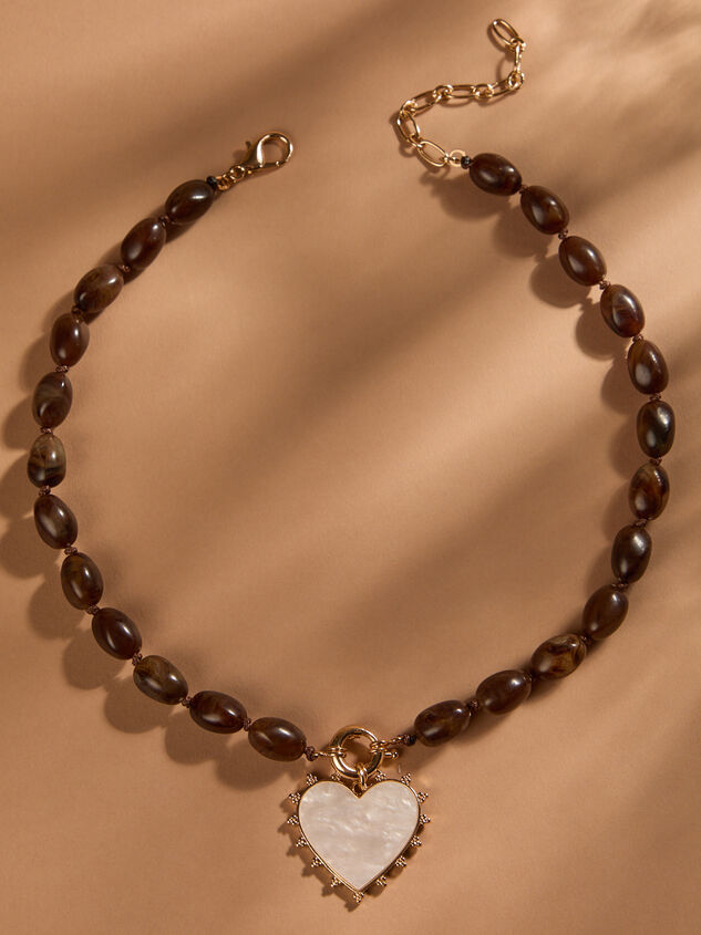 Mother of Pearl Heart Beaded Necklace - TULLABEE