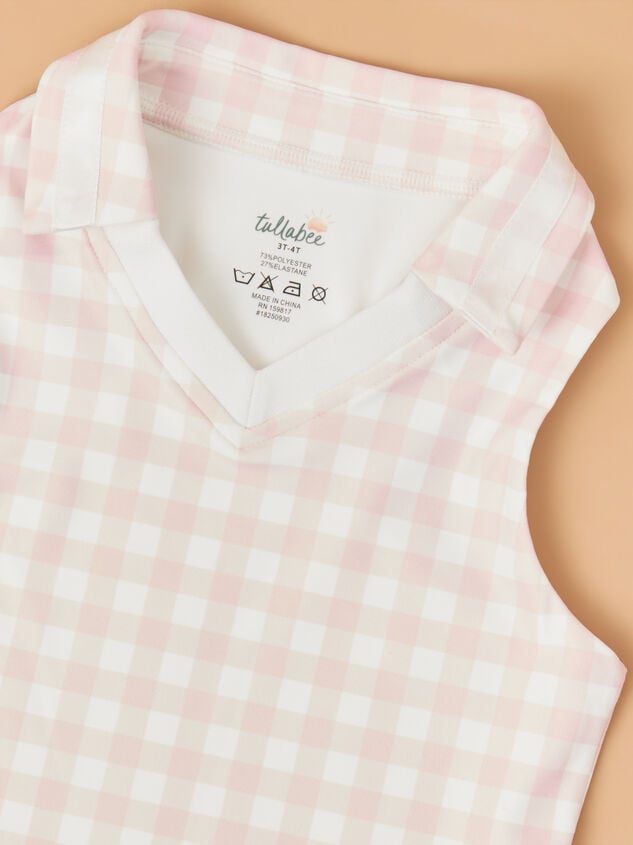 Lena Gingham Polo Tank Detail 2 - TULLABEE