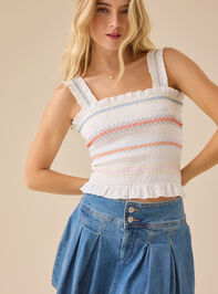 Nubia Embroidered Smocked Top - TULLABEE