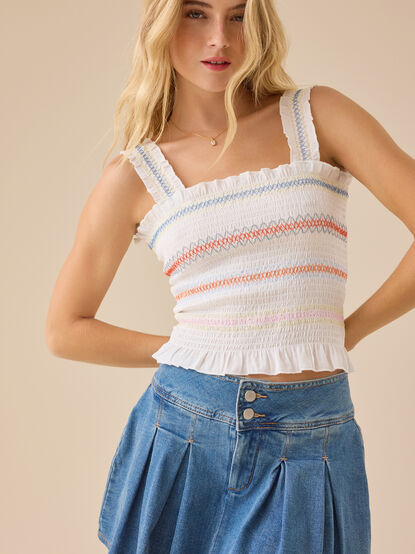 Nubia Embroidered Smocked Top - TULLABEE
