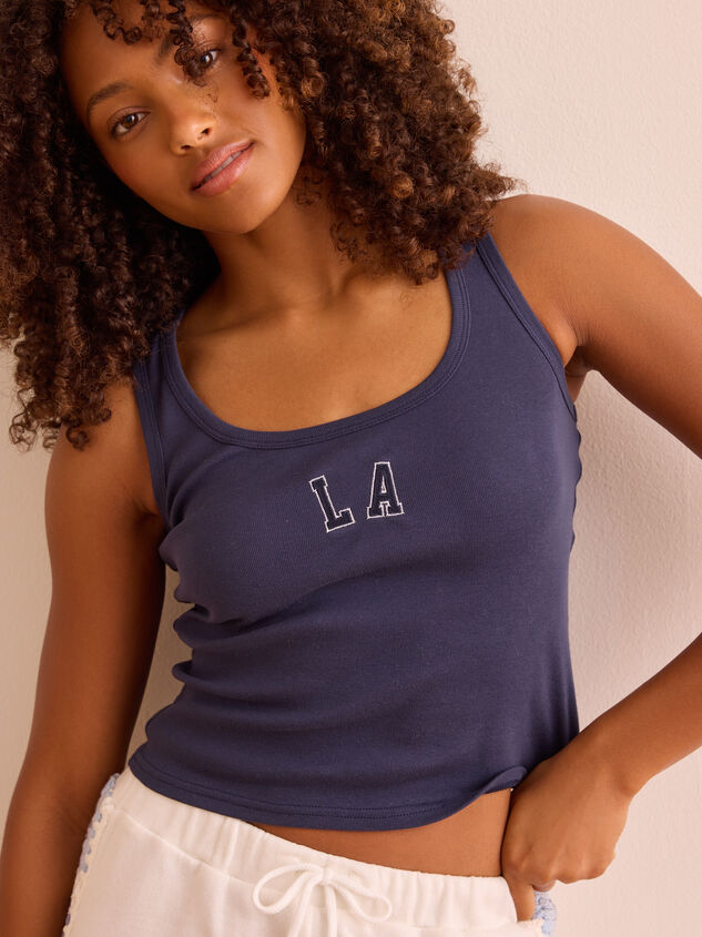 LA Embroidered Tank Detail 2 - TULLABEE