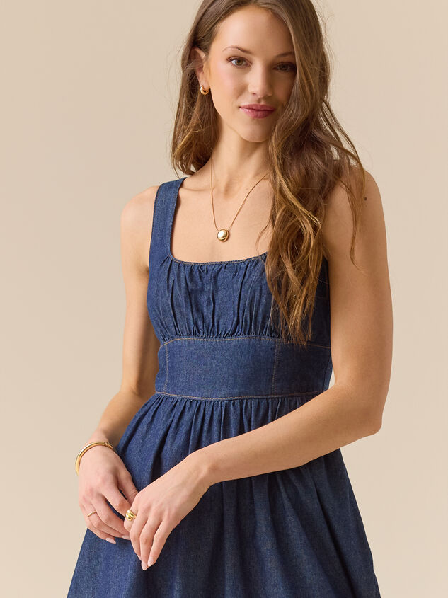 Janice Denim Midi Dress Detail 4 - TULLABEE