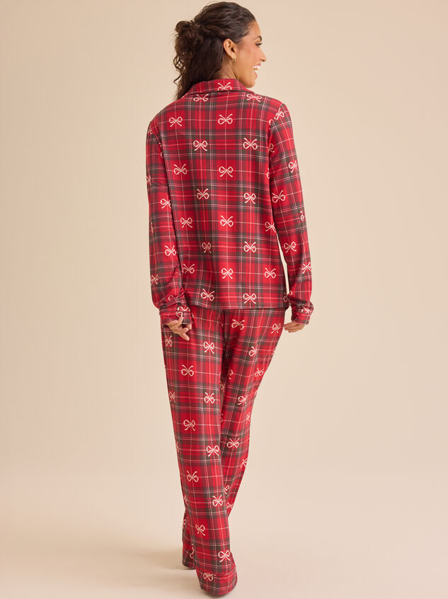 Hadley Bow Plaid Mama Lounge Set Detail 6 - TULLABEE