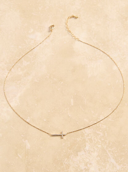 18K Gold Dipped Crystal Cross Necklace - TULLABEE