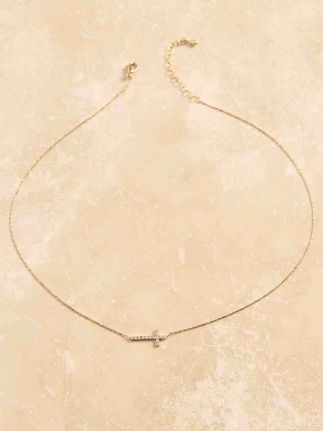 18K Gold Dipped Crystal Cross Necklace Detail 2 - TULLABEE