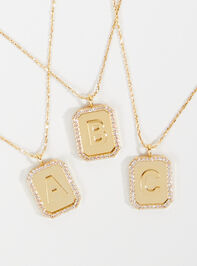 Rhinestone Lined Monogram Pendant Necklace - TULLABEE