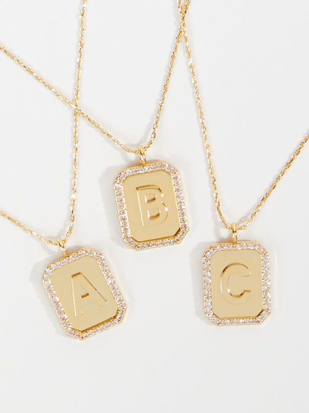 Rhinestone Lined Monogram Pendant Necklace - TULLABEE