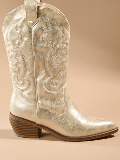 Kelsha Metallic Western Boots - TULLABEE