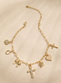 Cross Pearl Heart Charm Bracelet - TULLABEE