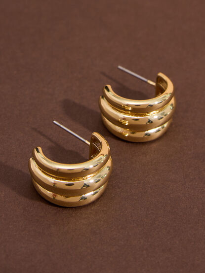 18K Gold Ribbed Hoop - TULLABEE