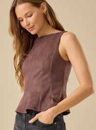 Izzy Peplum Suede Top Detail 5 - TULLABEE