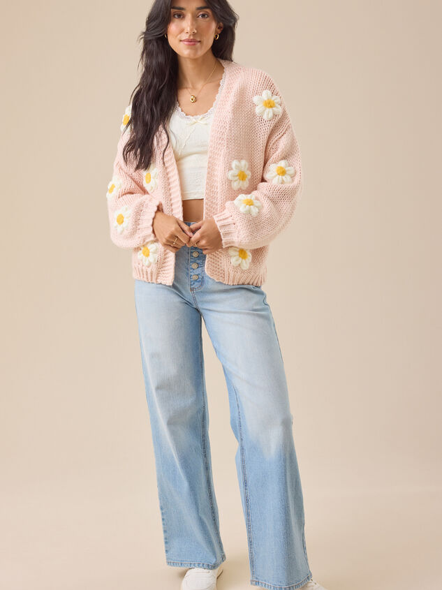 Daisie 3D Floral Cardigan Detail 2 - TULLABEE