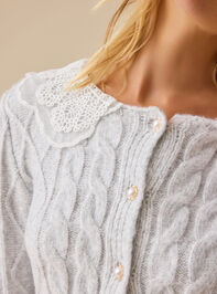Amiee Lace Collar Cardigan Detail 2 - TULLABEE