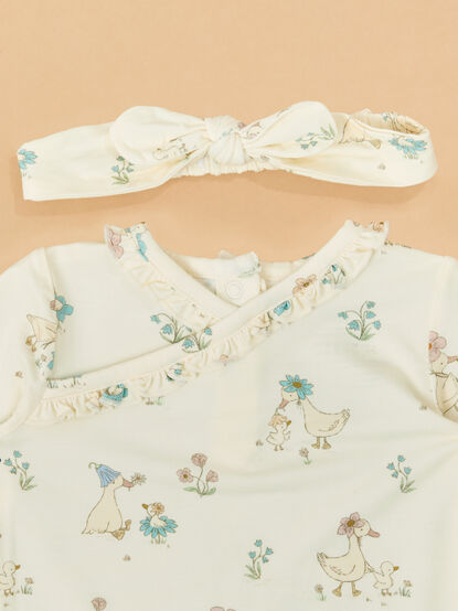 Little Duckling Blooms Nightgown with Headband - TULLABEE