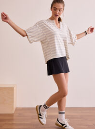 Sleek Striped Oversized Tee Detail 3 - TULLABEE