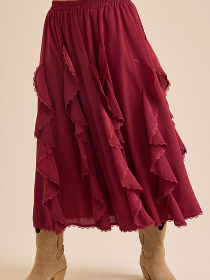 Autumn Ruffle Midi Skirt - TULLABEE