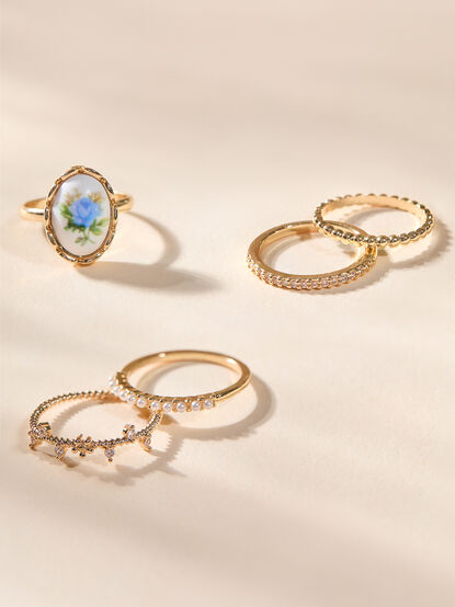 Floral Oval Bead Ring Pack - TULLABEE