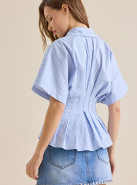 Alexis Stripe Pleated Top Detail 5 - TULLABEE