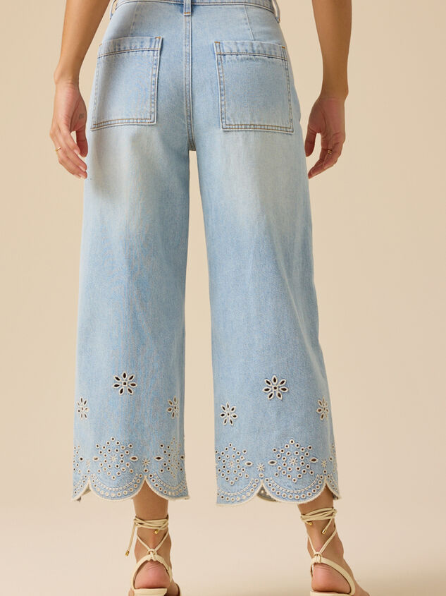 Natalee Embroidered Eyelet Jeans Detail 5 - TULLABEE