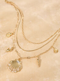 Three-Layer 18K Gold Seashell Charm Necklace - TULLABEE