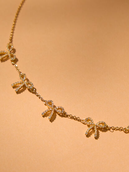 18K Gold Glitz Bow Choker Necklace - TULLABEE