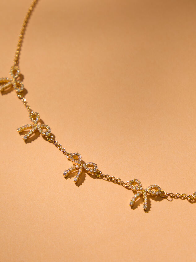 18K Gold Glitz Bow Choker Necklace Detail 2 - TULLABEE
