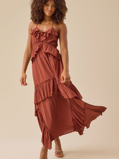 Mattie Ruffle Maxi Dress - TULLABEE