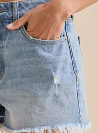 Lumi Mid Rise Denim Short Detail 3 - TULLABEE
