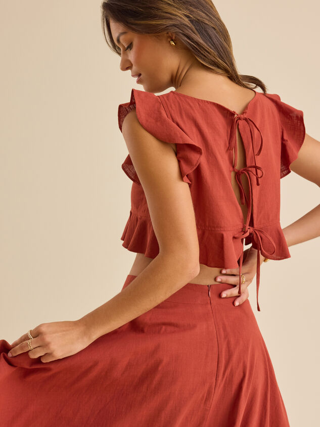 Grace Linen Ruffle Top Detail 3 - TULLABEE