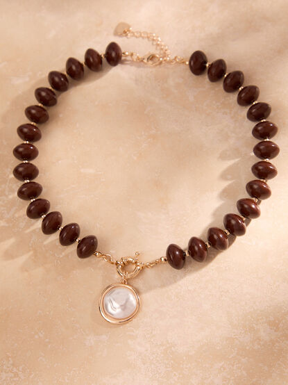 Irregular Pearl Beaded Necklace - TULLABEE