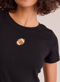 Embroidered Football Baby Tee Detail 3 - TULLABEE