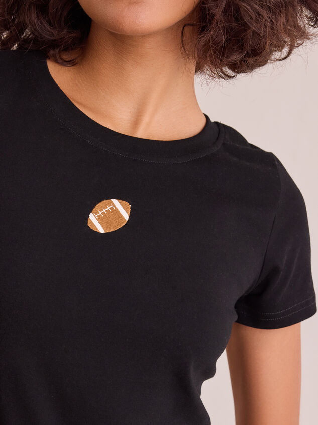 Embroidered Football Baby Tee Detail 3 - TULLABEE
