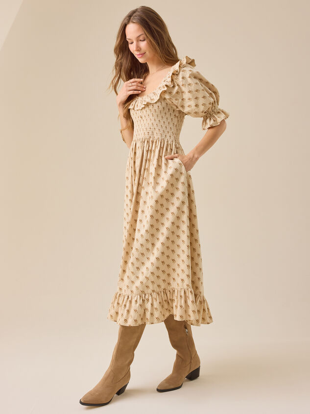 Anne Floral Corduroy Mama Dress Detail 4 - TULLABEE