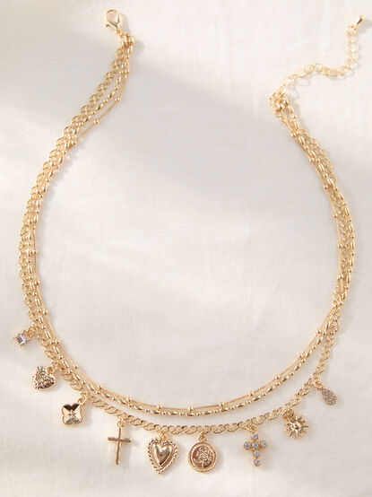 Bubble Charm Dangle Layered Necklace - TULLABEE