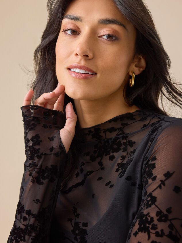 Marla Lace Mock Neck Top Detail 3 - TULLABEE