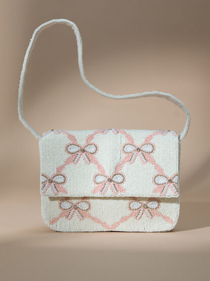Beaded Bow Shoulder Purse - TULLABEE