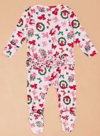 Christmas Cheer Ruffle Footie Detail 2 - TULLABEE