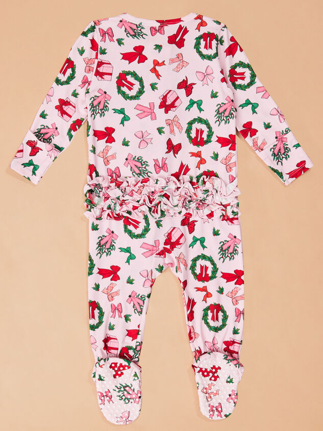 Christmas Cheer Ruffle Footie Detail 2 - TULLABEE