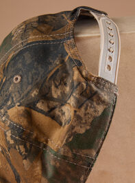 Orange Patch Camo Bronco Trucker Hat Detail 3 - TULLABEE