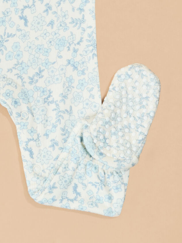 Blue Calico Collar Footie Detail 3 - TULLABEE