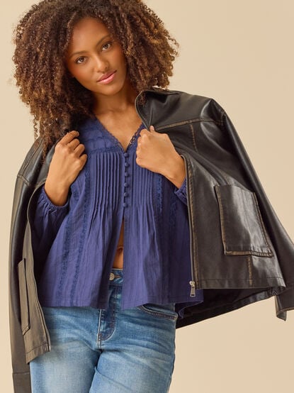 Kate Pleated Button Front Top - TULLABEE