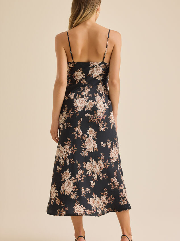 Luci Satin Floral Maxi Dress Detail 4 - TULLABEE