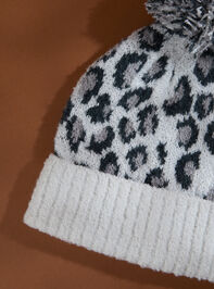 Leopard Pom Beanie Detail 2 - TULLABEE