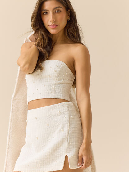Swan Tweed Pearl Tube Top - TULLABEE