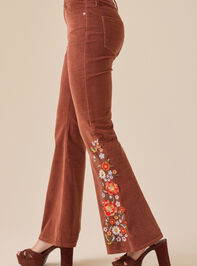 Emmaline Embroidered Corduroy Flare Pants Detail 4 - TULLABEE