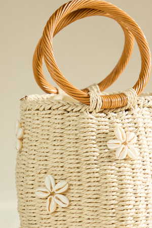 Hampton Woven Shell Bucket Tote - Altar'd State