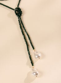 Beaded Wrap Baroque Pearl Necklace Detail 2 - TULLABEE